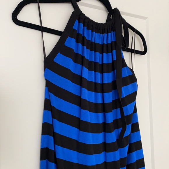 Michael kore blue and black stripped halter dress - Picture 2 of 2